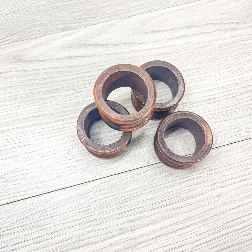 Vintage Wood Napkin Rings -‎ Mid-Century Modern Set of 4